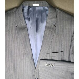 Calvin Klein Mens L Short Pinstripe Suit Jacket Blazer Black Gray Two-Button